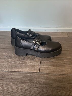 Dirty Laundry Black Double-Buckle Mary Jane Platform Loafers - 6.5